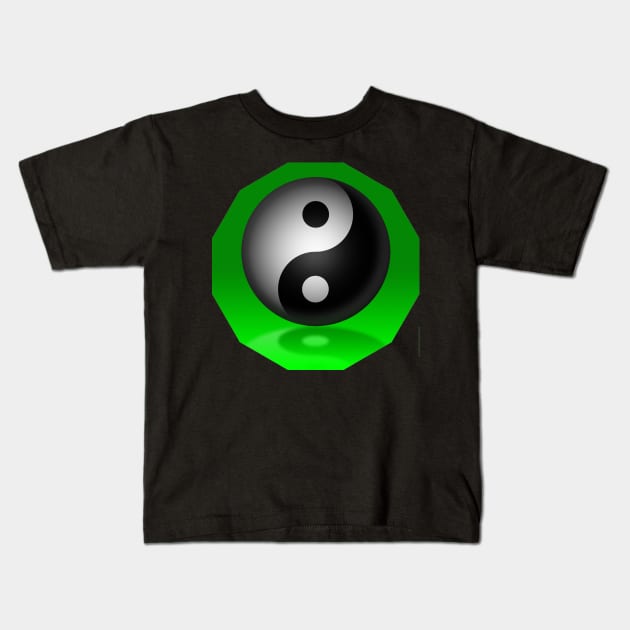 Yin Yang - Green Kids T-Shirt by The Black Panther